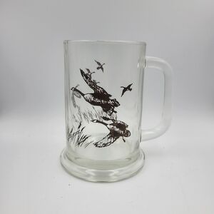 Vintage 1982 Avon Geese Clear Glass Stein/ Beer Mug